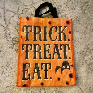 Hallmark Halloween “Trick. Treat. Eat.” Reusable Shopping Bag Orange and Black